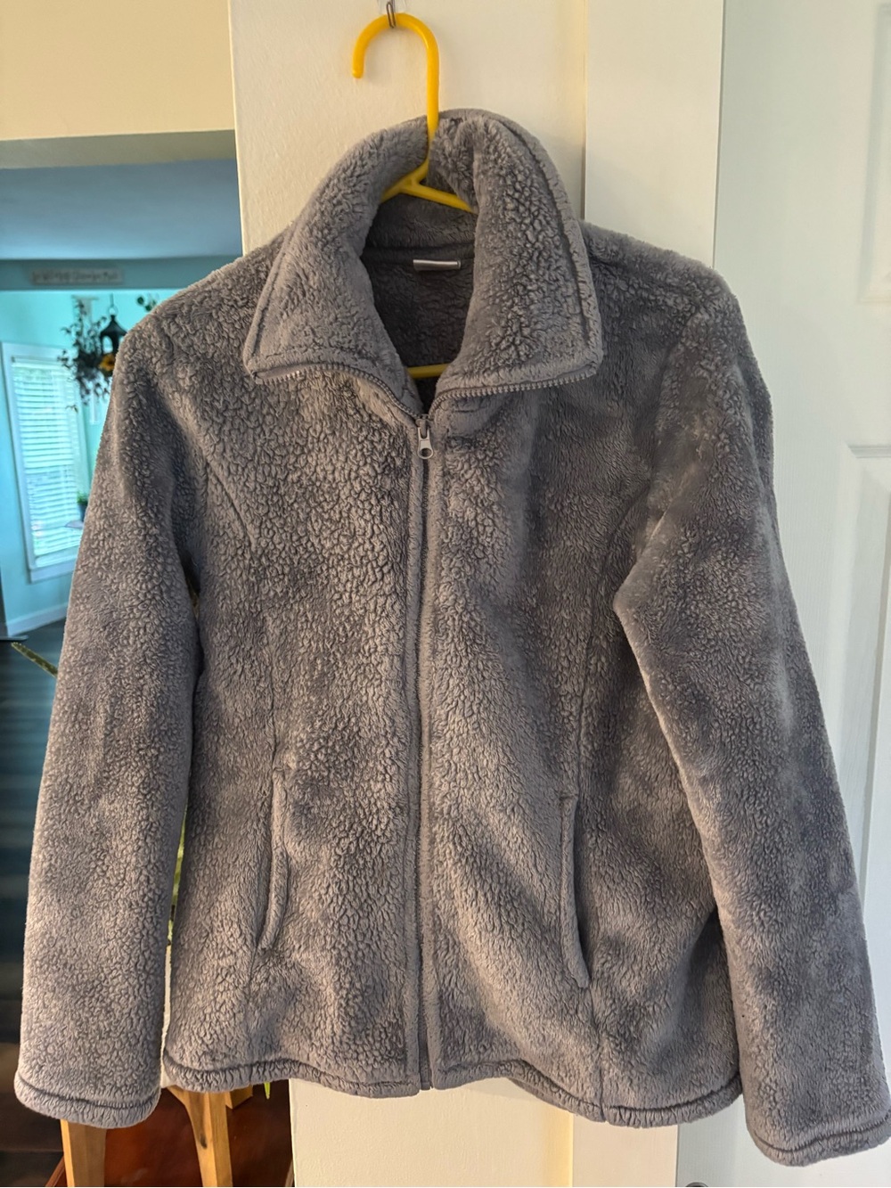 Serra Gray Plush Teddy Zip-Up Jacket